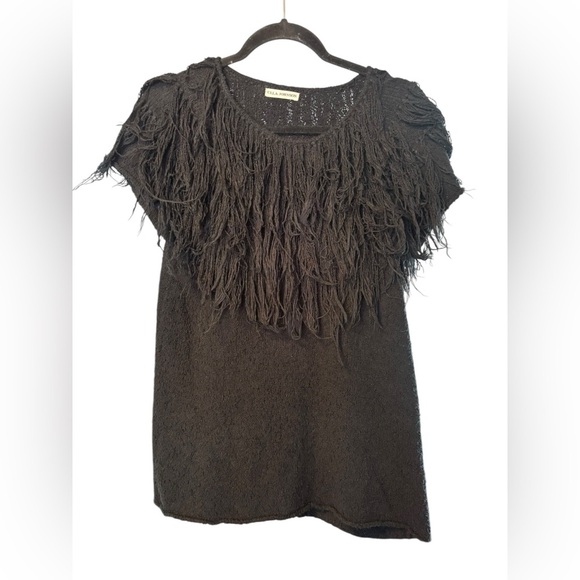 $345 Ulla Johnson Nubby Boucle Idra Fringed Sweater Knit Shell Pullover Size Sm - Picture 2 of 5